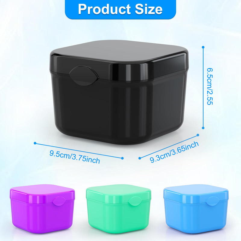 [Australia] - 2 Pack Denture Bath Case and Retainer Case Denture Cups for Soaking Dentures Holder False Teeth Container Mouth Guard Storage Case Cleaning Purple+Black 