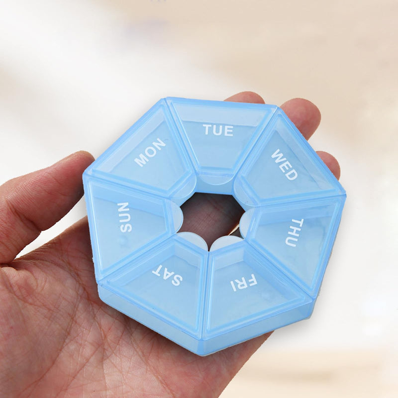 INVODA Weekly Pill Organizer Daily Medicine Case 7 Day Pill Box Organizer for Vitamin Fish Oil Pills Supplements Arthritis Friendly (Blue) Blue