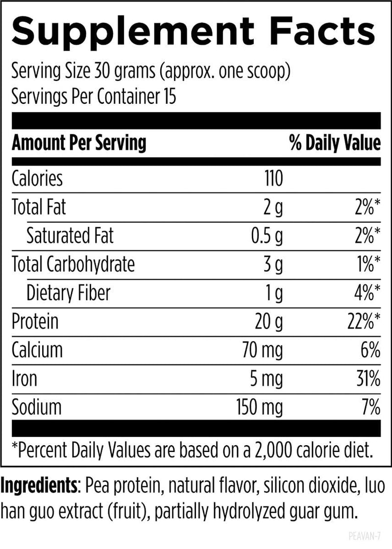 [Australia] - Designs for Health PurePea - 20g Vegan Pea Protein, Non-GMO Natural Drink Mix Powder Supplement, Vanilla (15 Servings / 450g) 