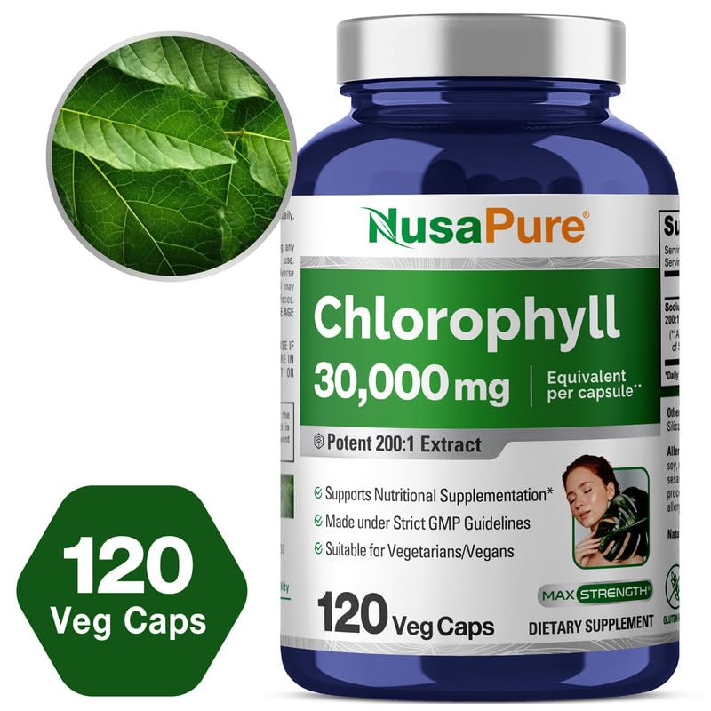 [Australia] - NusaPure Chlorophyll 30,000mg Equivalent per Capsule 120 Vegetarian Caps (Non-GMO, Vegan) 