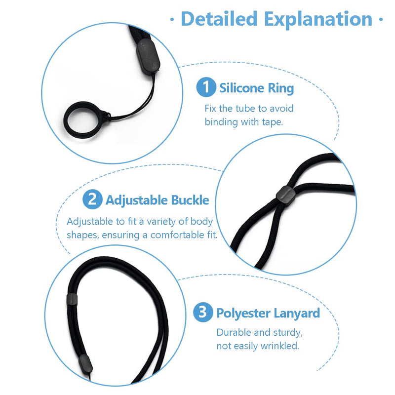 [Australia] - Peritoneal Transfer Set Holder - Abdomen Tube Support Shower Belt, Adjustable Neck Belt Cord with 16mm Silicone Rings (2PCS Lanyards + 2PCS 16mm Rings) 