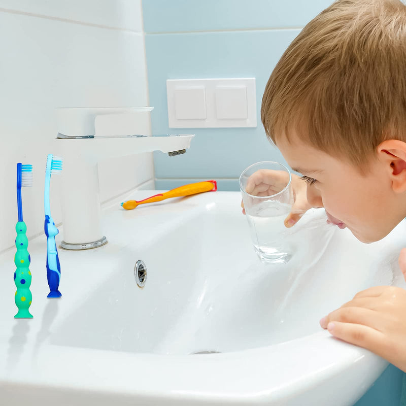 [Australia] - Toddler Toothbrush Pack - 24 Pieces, Soft Bristle Animal Toothbrushes with Covers, Suction Cup, Sensitive Teeth 