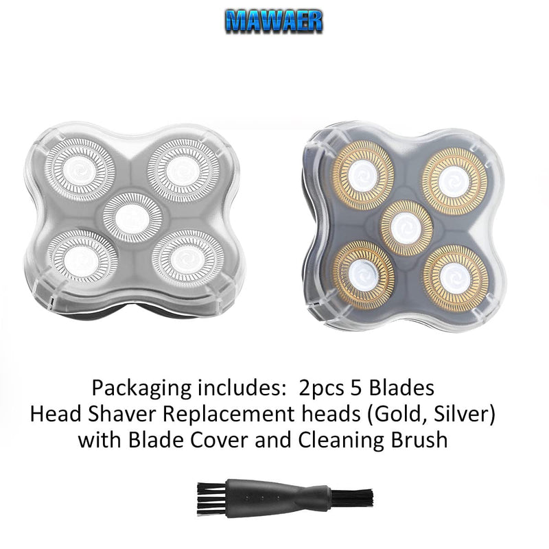 [Australia] - Universal 2PCS 5 Blades Head Shaver Replacement blades Compatible with Freedom Gold shaver and some brands. 5D Shaver Replacement Heads with Blade Cover and Cleaning Brush 