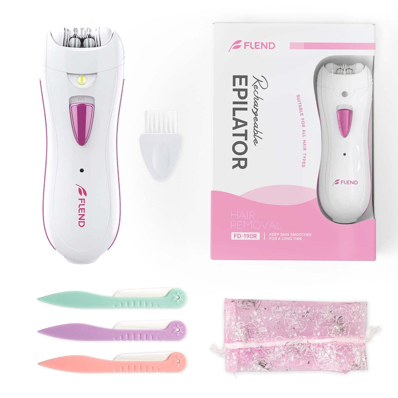 Epilator for Women, Smooth Glide Epilator Facial and Body Hair Remover with LED Light Rechargeable Hair Removal Device for Face, Bikini, Armpits, Arms, and Legs White-pink
