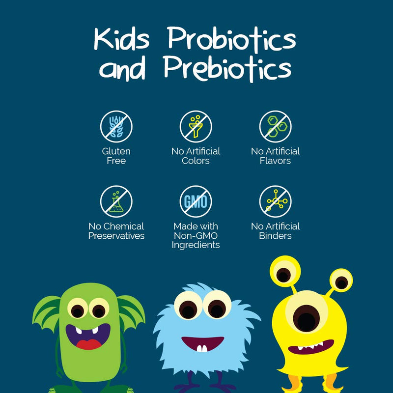 [Australia] - 6 Billion CFU Kids/Children's Probiotics with Prebiotics, Sunfiber and Fos, for 10x More Effectiveness. One A Day Great Taste Chewable Probiotic, 2 Months Supply Per Bottle 
