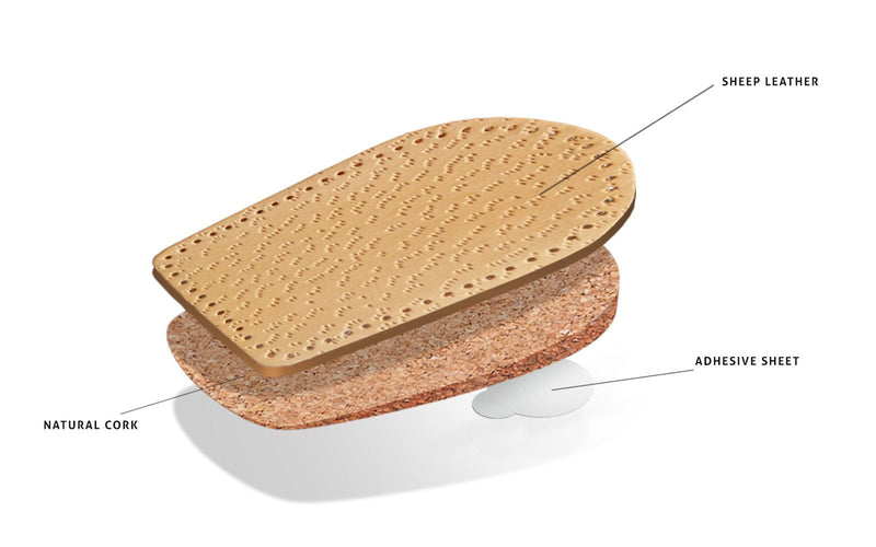 [Australia] - Orthopedic heel raiser made of real leather and natural cork with self-adhesive underside, shock-absorbing insole, relief from Achilles tendonitis, Kaps Corled, 1 pair (men/EUR 40-46) men/EUR 40-46 