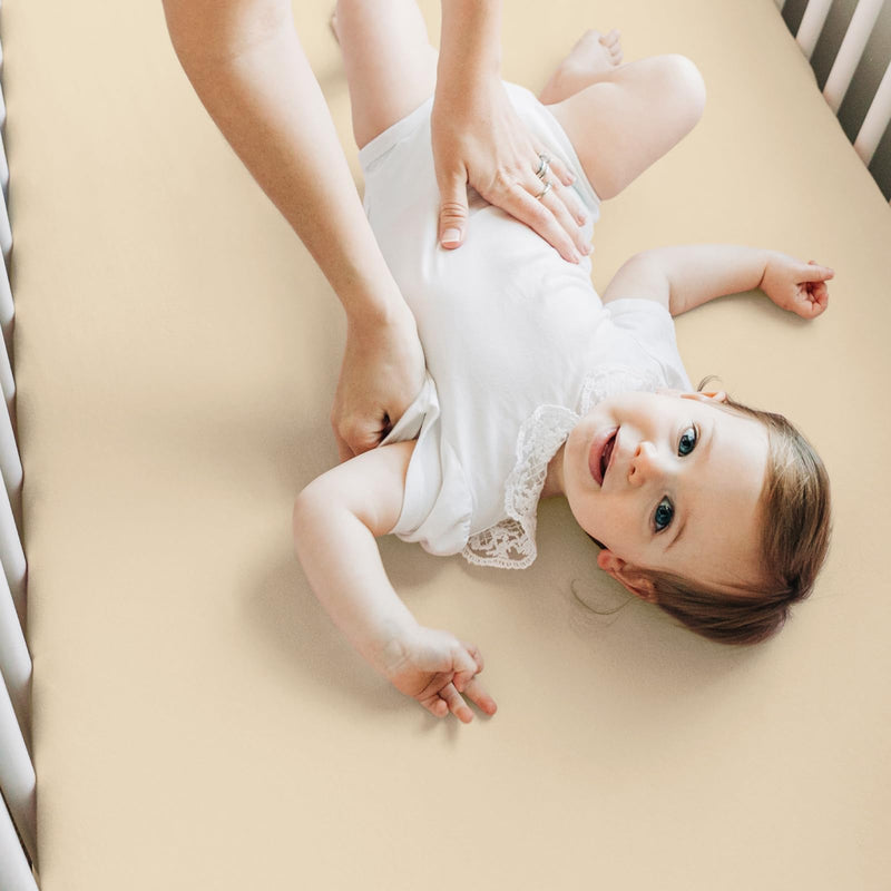 [Australia] - 2-Pack Bamboo Viscose Crib Sheets for Boys, Girls - Fitted Crib Sheet, Organic Baby Crib Sheets Neutral,Crib Mattress Sheet, Toddler Bed Sheets,Baby Sheets for Crib,Unisex Crib Fitted Sheet(Khaki) Khaki 
