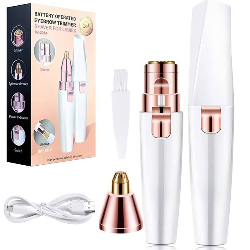 Epilator Facial-Nose Hair Trimmer-Removal for Women Face Eyebrow Trimmer 2 in 1 Design Epilators with LED Light Rechargeable Hair Remover-Removal Device Face Shaver for Women