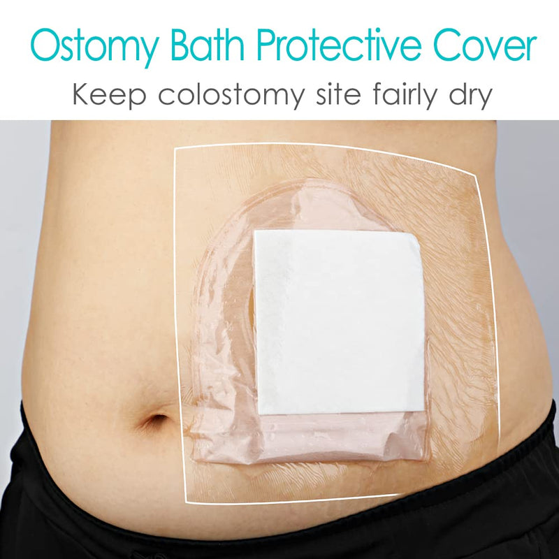 [Australia] - 25 Pcs Waterproof Stoma Shower Cover 9"x9", Ostomy Bag Protector Shield Film Bandage Adhesive Dressing for Colostomy Pouch Supply Bath Guard Accessory 9x9 Inch (Pack of 25) 