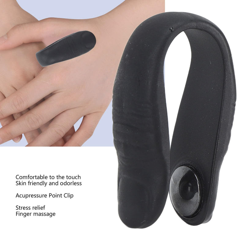 [Australia] - ZJchao 4pcs Thumb Acupoint Clip, Acupressure Hand Clip Stress Reduction Wearable Magnets Headache Migraine Relief Clip (Black) Black 