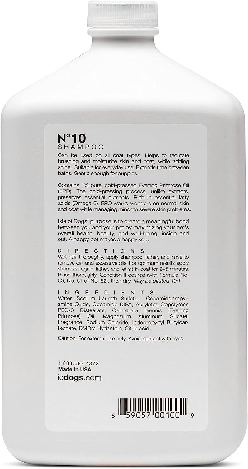 Isle of Dogs Coature No. 10 Evening Primrose Oil Dog Shampoo for Dry and Sensitive Skin, 1-Liter - PawsPlanet Australia
