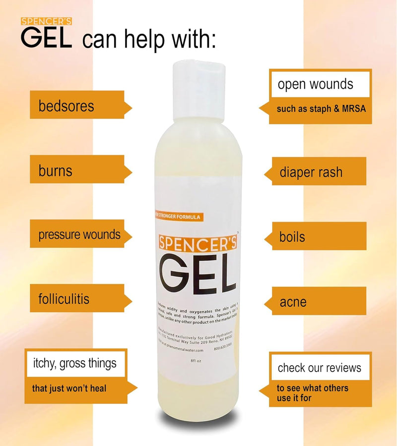 [Australia] - Spencer's Gel Alkaline Formula (8oz) Since 2004 The Only High-pH Solution for Stubborn Skin Issues (Boils, Furuncles, Ulcerations, Pressure Wounds, etc.) Non-Stinging, Fast-Acting 8 Fl Oz (Pack of 1) 