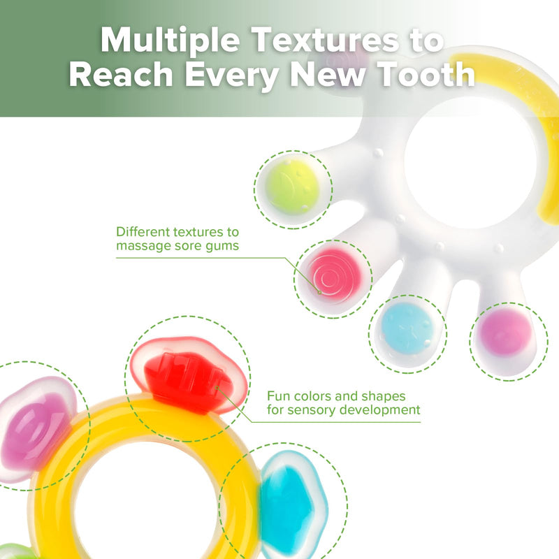 [Australia] - Haakaa Silicone Teether Combo - Baby Freezer Teething Toy - Soft Cold Teether - Soothe Teething Pain & Itching Gums - Perfect Size - Palm & Ferris Wheel Shape for 3M+ Babies BPA Free - 2 pk 