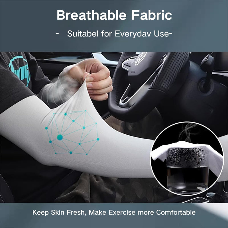 [Australia] - 2XK-NOV 2 pairs of unisize high-quality non-slip compression arm sleeves for men and women, UPF50+, gaming arm sleeves, volleyball arm guards thumb style black + white 
