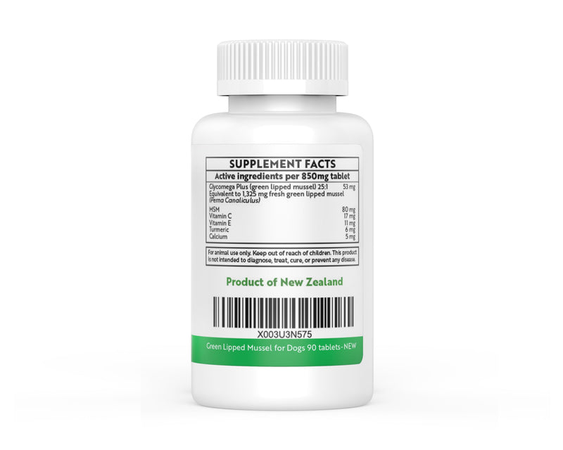 New Zealand - Green Lipped Mussel for Dogs - 1325mg 90 Caps - Hip & Joint Supplement for Dogs & Arthritis Relief for Dogs - GMO & Gluten Free - PawsPlanet Australia