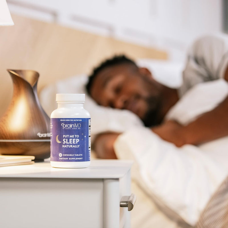 BRAINMD Put Me to Sleep Naturally - 90 Chewable Tablets | Melatonin, L-Theanine, Magnesium, GABA, Vitamin B6 & 5-HTP, Gluten Free, 45 Servings 45 Servings (Pack of 1)