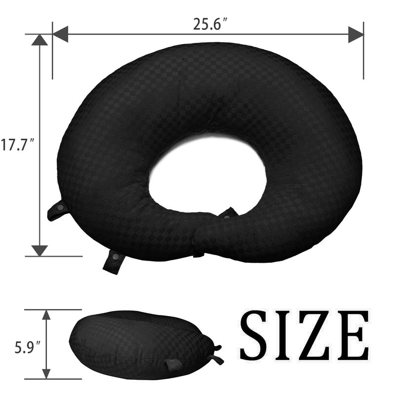 [Australia] - BBL Pillow After Surgery for Butt to Sleep, Brazilian Butt Lift Recovery Post Surgery Pillow for Sitting Sleeping Driving, Donut Pillow for Woman Lumbar Back Cushion Seat (Black) Black 