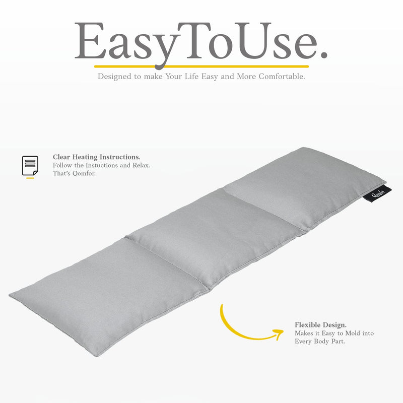 [Australia] - Grain pillow - heat pillow microwave made of cotton 46 x 12 cm - wheat filled - soft spelled pillow for pain relief back, neck and shoulder - great gift - light gray 