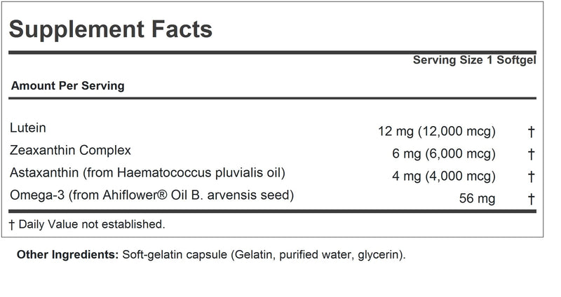 [Australia] - ANDREW LESSMAN Maximum L+Z with Astaxanthin 60 Softgels - 12mg Lutein, 6mg Zeaxanthin, 4mg Astaxanthin. Key Nutrients to Support Eye and Brain Health, and Promote Healthy Vision. 60 Count (Pack of 1) 