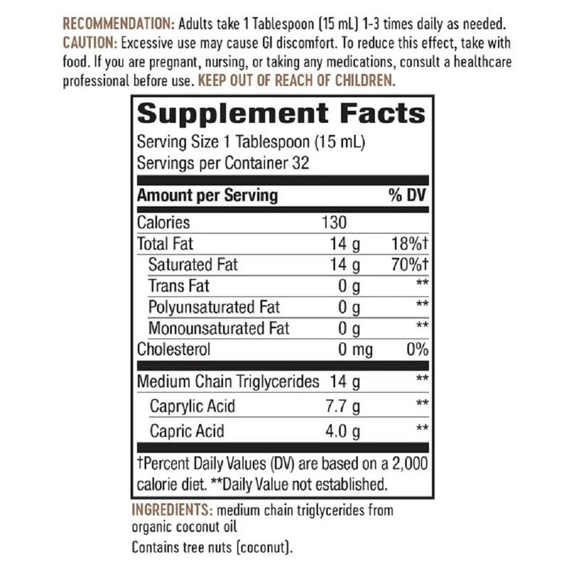 [Australia] - Nature's Way Nature's Way Organic Mct Oil from Coconut, Non-GMO, Gluten-Free, 14 G Mcts Per Serving, 16 Ounce (Pack of 1) 