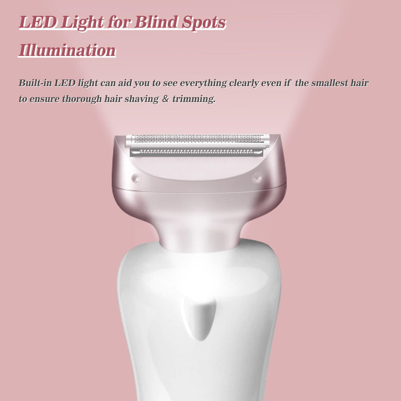 [Australia] - Electric Shaver for Women for Legs Bikini Trimmer Electric Razors for Women Underarm Public Hairs Rechargeable Womens Shaver Wet Dry Use Painless Cordless with Detachable Head (Pink) Pink 