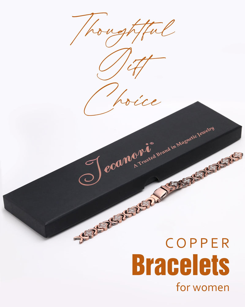 [Australia] - Women's Pure Copper Bracelet, Ultra Strength Magnetic Copper Bracelets for Women Four-leaf Clover (Copper) 