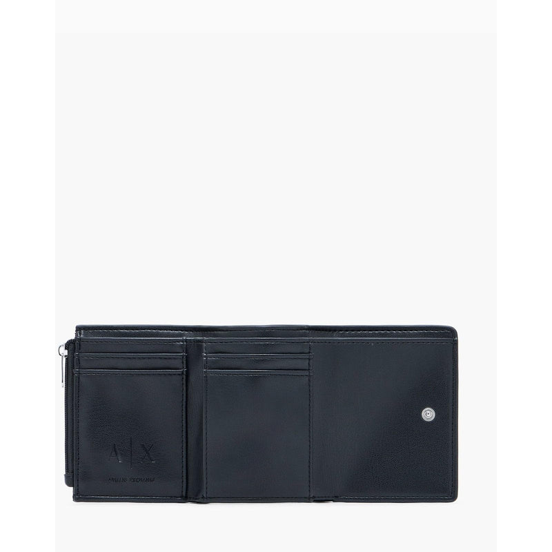 Armani Exchange Women's All Over Logo Bifold Wallet, Black, One Size