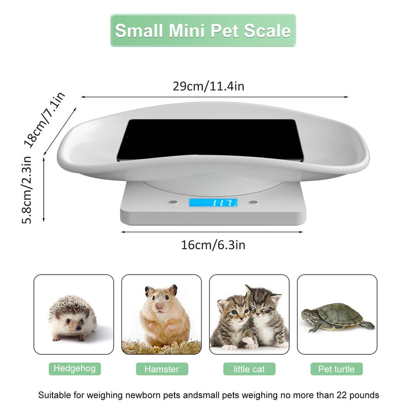 Digital Pet Scale, Multi-Function LCD Scale Digital Weight with Height Tray Measure Accurately, Perfect for Puppy/Kitten/Hamster/Hedgehog/Food, Capacity up to 22 lb, Length 11inch 22lb with tape measure - PawsPlanet Australia