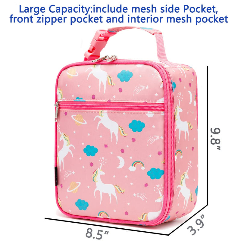 [Australia] - FlowFly Kids Lunch box Insulated Soft Bag Mini Cooler Back to School Thermal Meal Tote Kit for Girls, Boys, Unicorn 
