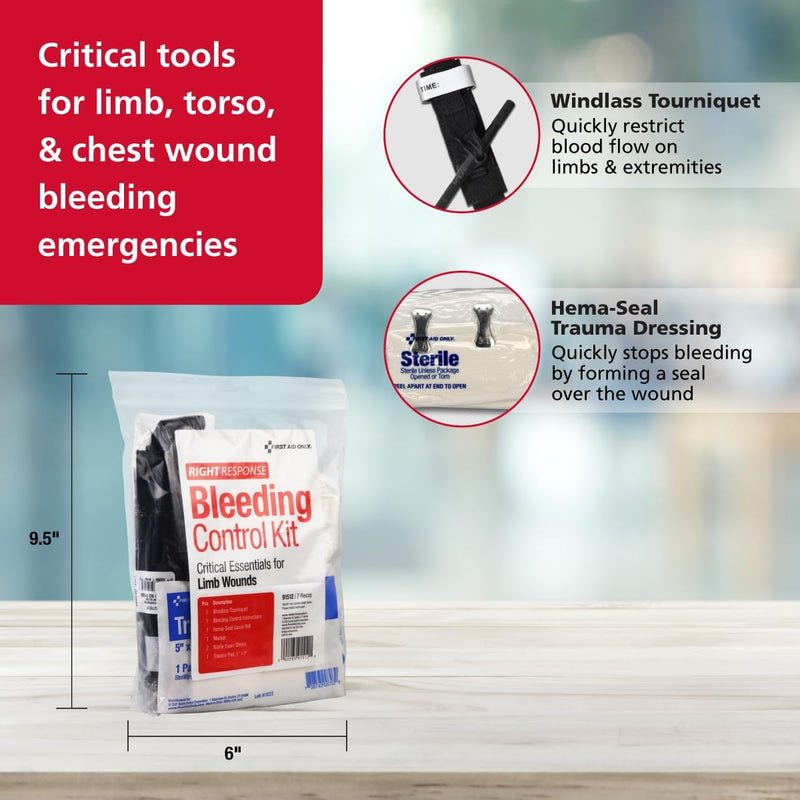 [Australia] - First Aid Only 91512 Critical Essentials Bleeding Control Kit for Limb Wounds, 7 Pieces 