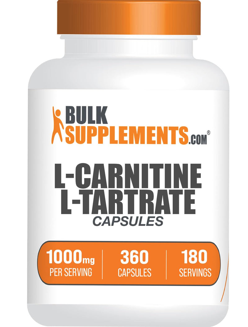 BulkSupplements.com L-Carnitine L-Tartrate Capsules - Carnitine Supplement, L Carnitine 1000mg Capsules - L-Carnitine Tartrate, Gluten Free - 2 Capsules per Serving, 360 Capsules (Pack of 1)