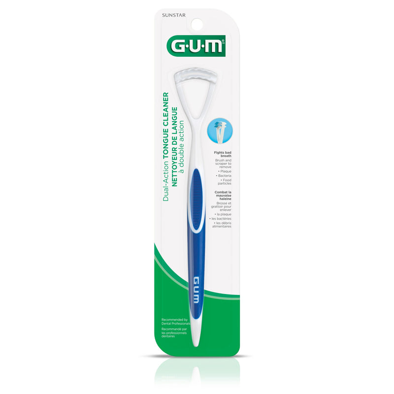 [Australia] - GUM Tongue Cleaner - Dual Action Soft Bristled Tongue Brush with Tongue Scraper for Better Oral Hygiene - Bad Breath Treatment (Pack of 3) 1 Count (Pack of 3) 