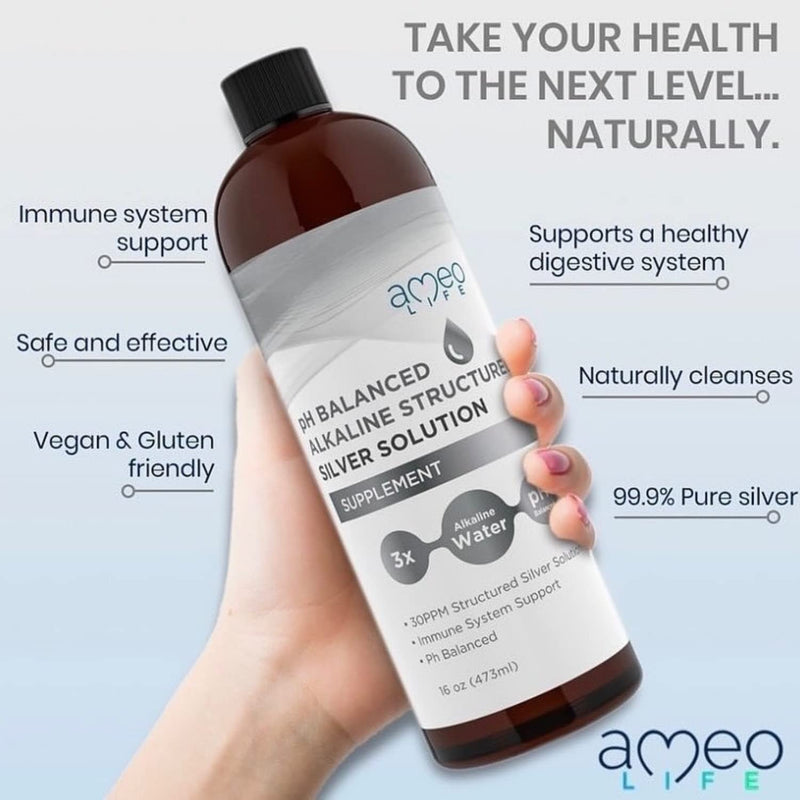 [Australia] - Colloidal Silver Liquid - Structured Silver Water with 30ppm Colloidal Silver pH Balanced for Daily Immune and Gut Support 16 oz 16 Fl Oz (Pack of 1) 