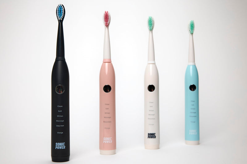 Electric Toothbrush Kit, Ultra Portable & Lightweight with 5 Cleaning Modes, 1 Year Supply of Brush Heads, Rechargeable Battery, Mirror Mount & Travel Cap Included (White)
