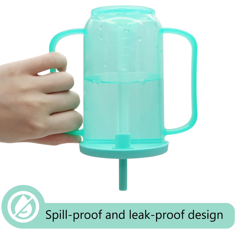 Adult Sippy Cup with Straw and Lid, Non Spill Cups for Elderly, Beakers for Elderly, Feeder Cup for Bedridden Patients, Feeding Cup for The Elderly, Disabled