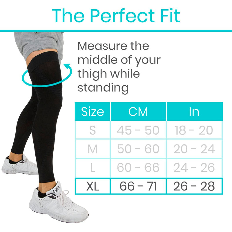 Vive Full Leg Compression Sleeves for Men & Women (Pair) - Knee, Calf, & Thigh Support Brace Wrap for Basketball, Football, Wrestling - Footless Long Running Accessories for Shin Splints (Medium) Medium
