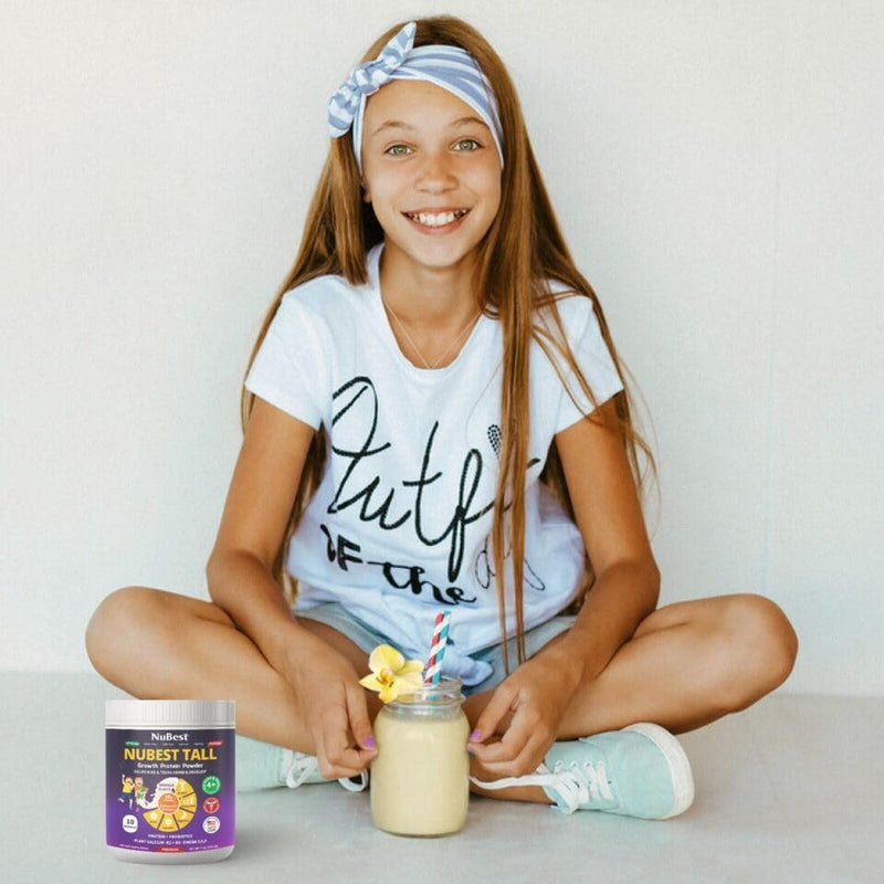 NuBest Tall Vanilla Plant-Based Protein Powder for Kids & Teens - Healthy & Immunity with Probiotics, Omega 3-6-9, Vitamin D3 + K2, Calcium & Vitamins - 10 Servings | 2 Week Supply 7.1 Ounce (Pack of 1)