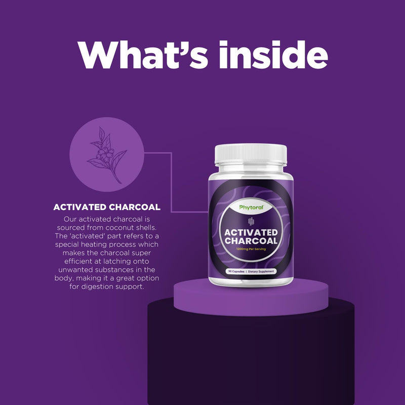 [Australia] - Extra Strength Activated Charcoal Pills - 1200mg Per Serving Activated Charcoal Capsules for Digestive Health & Occasional Upset Stomach Relief for Adults - Coconut Charcoal Supplement - 1 Month 90 Count (Pack of 1) 