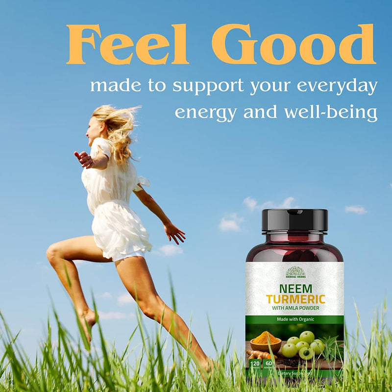 [Australia] - Neem Turmeric Capsules with Amla and Black Pepper 120 Veg Capsule | Made with Organic Neem, Turmeric and Amla | 60 Days Supply 120 Count (Pack of 1) 