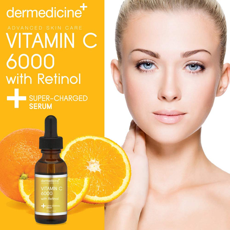 Vitamin C 6000 Anti-Aging Face Serum with Retinol, 3-Pack, 1 fl oz / 30 ml | Helps smooth the appearance of wrinkles and brightens the look of skin for a more youthful, even-toned complexion 0.33 Fl Oz (Pack of 3)