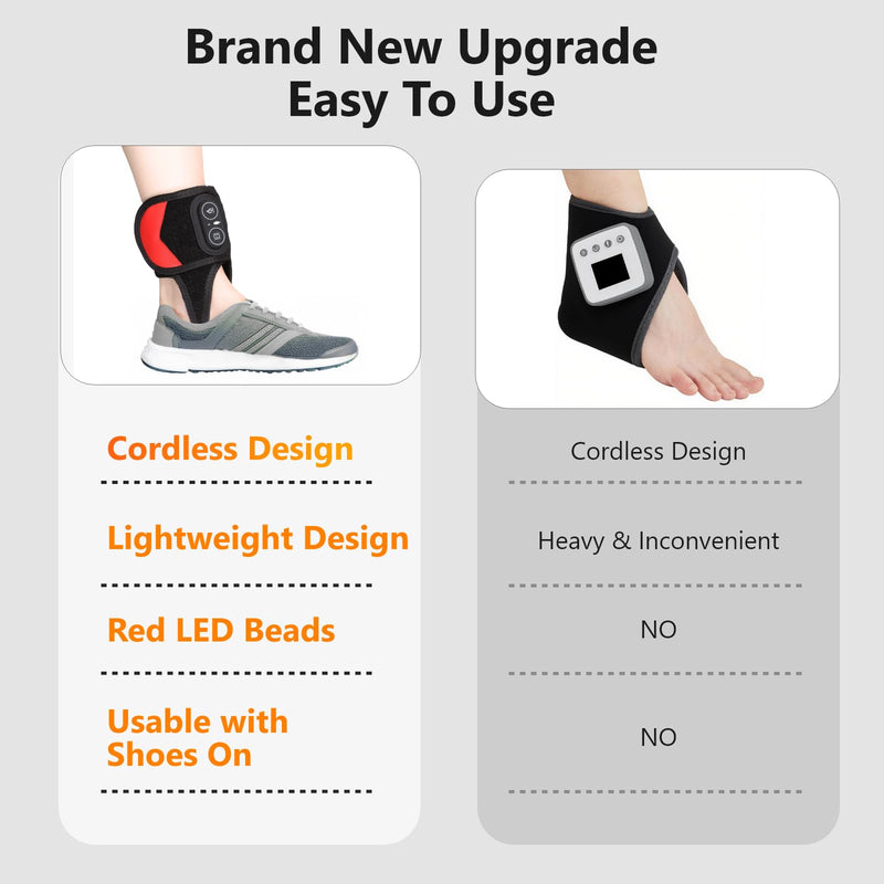 Yabuu Cordless Ankle Brace Heating Massage Pad Relieves Ankle Pain with 3000mAh Battery, Ankle Heated Wrap Pad for Ligament Strain,Achilles Tendonitis,Joint Care, Washable, Thoughtful Gift