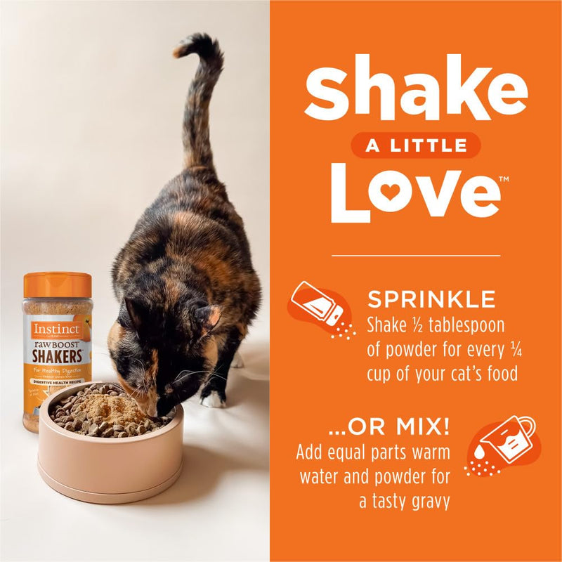 Instinct Raw Boost Shakers, Freeze-Dried Powder, Cat Food Topper - Digestive Health, 5.5 oz. Bottle - PawsPlanet Australia