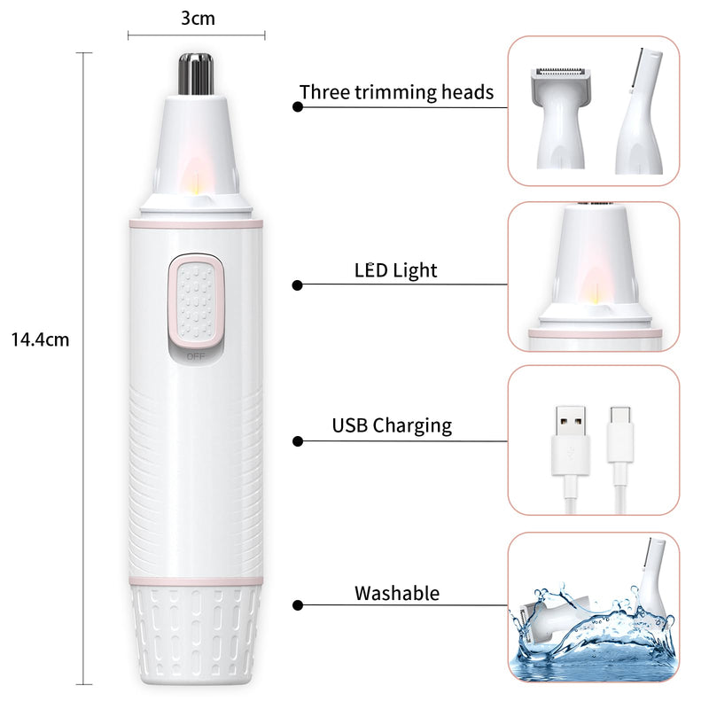 [Australia] - Antomoness Electric Eyebrow Trimmer for Women Hair Remover for Eyebrow Nose Face and Body Hair Removal with LED Light and Lithium-Powered Rechargeable Painless 