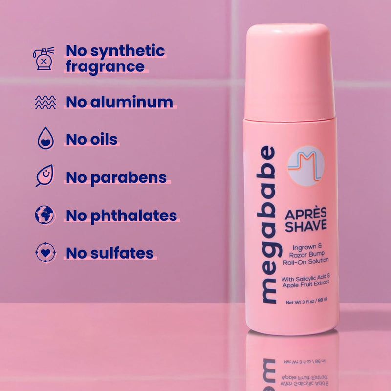 [Australia] - Megababe Après Shave | Post-Shave & Waxing | Ingrown Hair & Razor Bump Roll-On Treatment for Women | Bikini, Armpits & Legs | 3.0 fl oz 