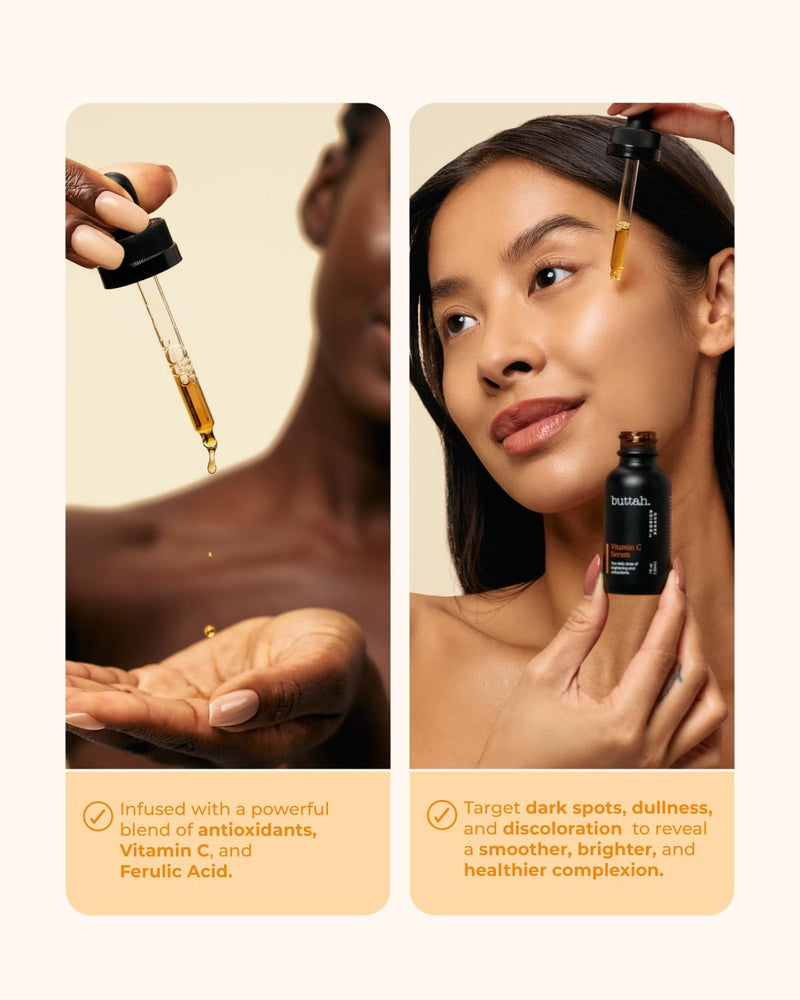 Buttah Skin 15% Vitamin C Serum 1 FL oz 30mL - For Uneven Skin Tone - Ferulic Acid - Anti-Dark Spot Vitamin C Serum For Face