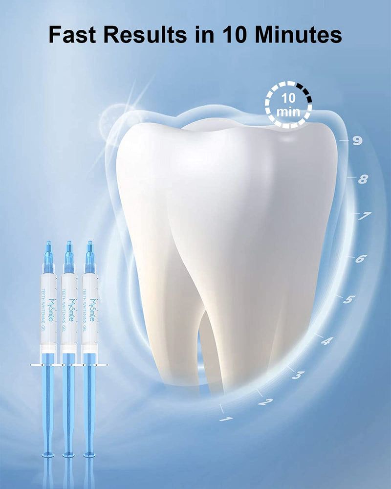 MySmile Teeth Whitening Light,3 Non-Sensitive Teeth Whitening Gel Refill Pack,10 Minute Treatment Teeth Whitening Products,28x Powerful Blue LED Light for Whitening Teeth