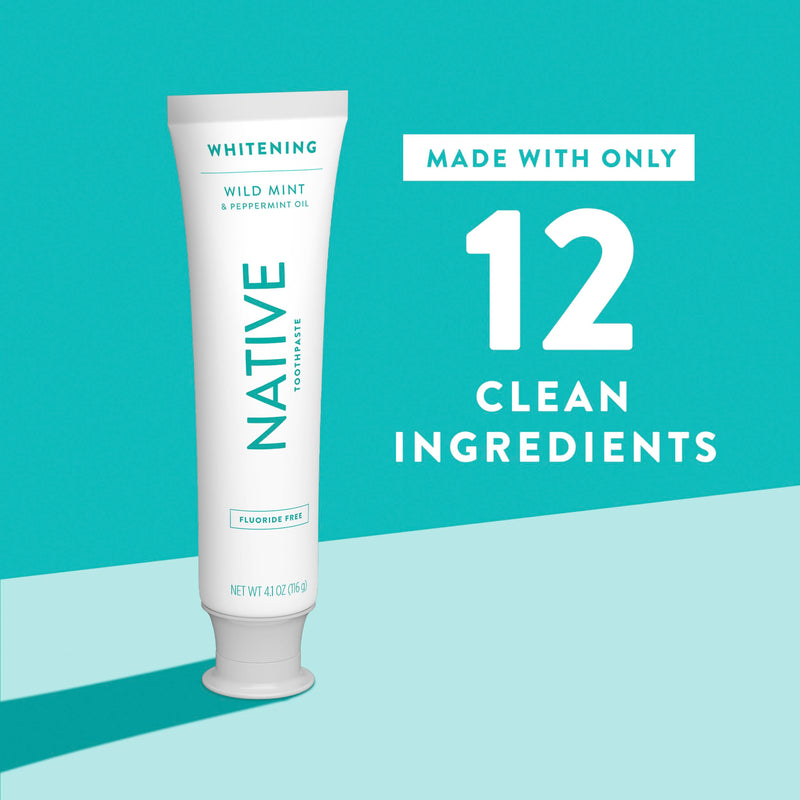 [Australia] - Native Whitening Wild Mint & Peppermint Oil Fluoride Free Toothpaste, 4.1 oz Pack of 3 