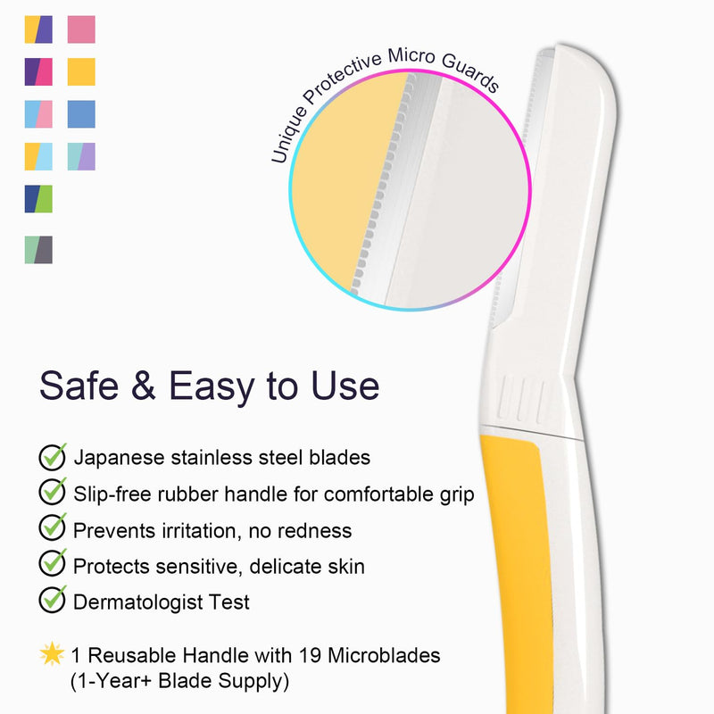 [Australia] - Dermaplane Razor - Facial Razor for Women - Dermaplaning Tool, with 19 Microblades for Face, Peach Fuzz Remover, Remove Facial Hair for Smoother Skin and Perfectly Shape Brows, Solar Veil Solar Veil Razor 