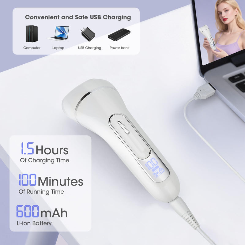 [Australia] - Epilator for Women, 7 in 1 Epilator Hair Removal for Women, Shaver, Bikini, Face Razor, Facial Brush, Face Massage and Body Exfoliator, Waterproof Painless Lady Shaver (White 227) 