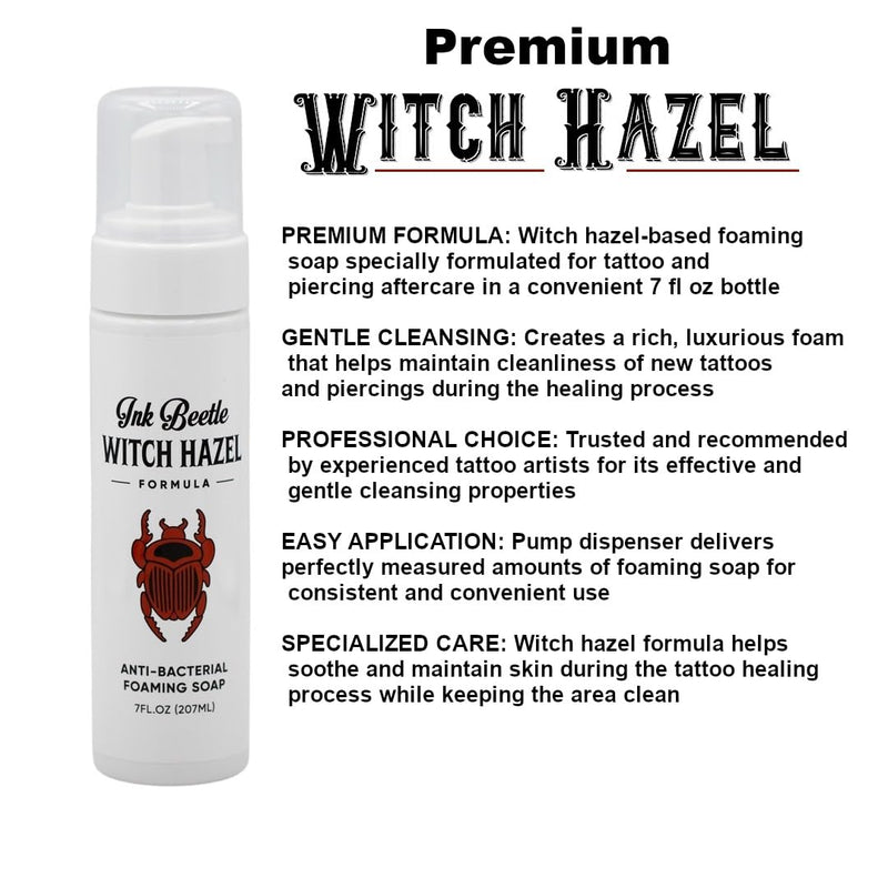 [Australia] - Witch Hazel Anti-Bacterial Foaming Soap, For Tattoos and Piercings, Premium Tattoo Care, 7 Fl Oz (207ml) 